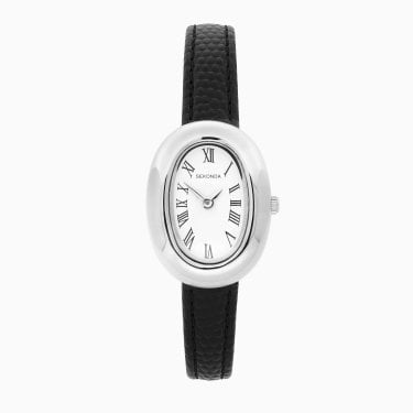 Sekonda Ladies Bellamy Silver Tone White Dial Black Strap Watch