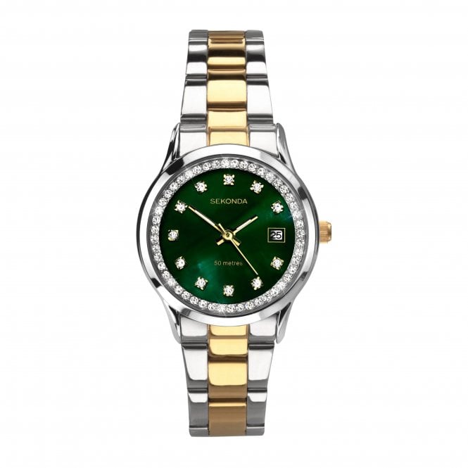 Sekonda  Ladies Catherine Green Dial Two Tone Stainless Steel Watch