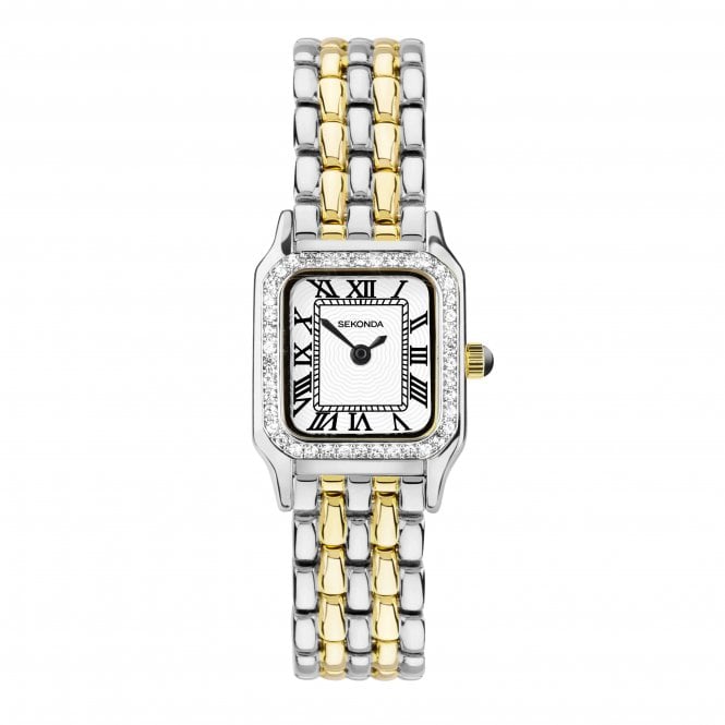 Sekonda  Ladies Monica Crystal White Dial Two Tone Stainless Steel Watch
