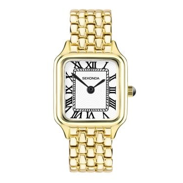 Sekonda Ladies Monica Maxi White Dial Gold Tone Stainless Steel Watch