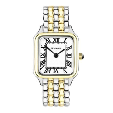Sekonda Ladies Monica Maxi White Dial Two Tone Stainless Steel Watch