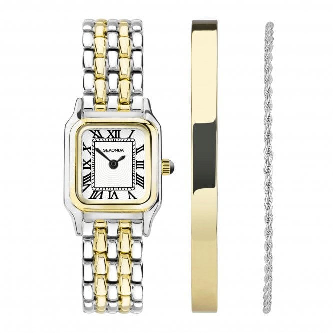 Sekonda  Ladies Monica Two Tone Stainless Steel Watch & Bracelets Gift Set