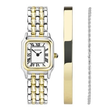 Sekonda Ladies Monica Two Tone Stainless Steel Watch & Bracelets Gift Set