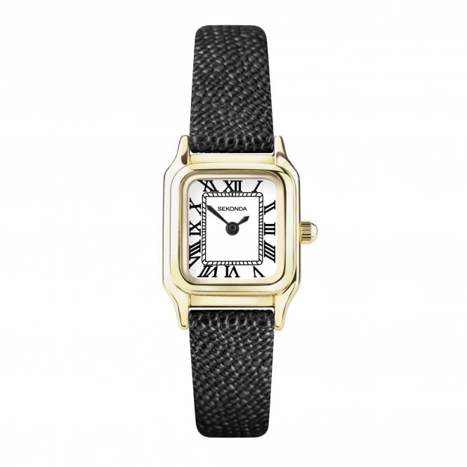 Sekonda  Ladies Monica White Dial Black Leather Strap Watch