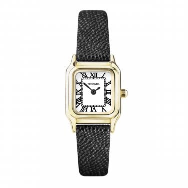 Sekonda Ladies Monica White Dial Black Leather Strap Watch