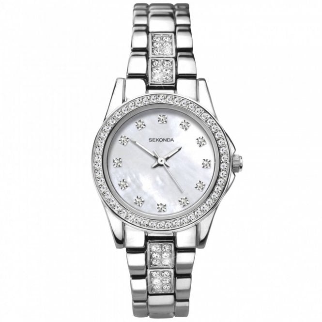 Sekonda  Ladies Mother Of Pearl Dial Stone Set Silver Watch