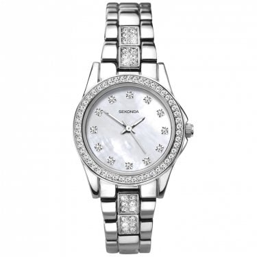 Sekonda Ladies Mother Of Pearl Dial Stone Set Silver Watch