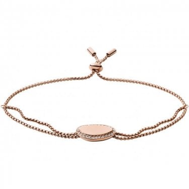 Skagen Elin Organic Glitz Rose Gold Tone Slider Bracelet
