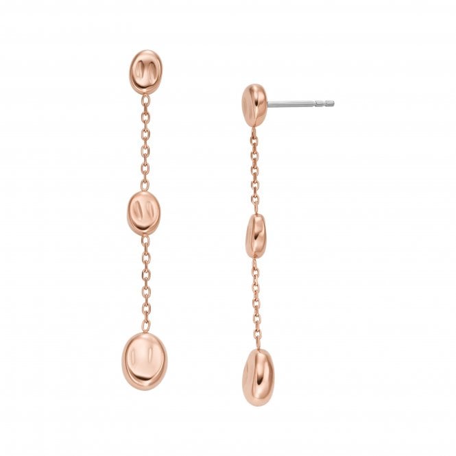 Skagen Jewellery Skagen Anja Pebble Rose Gold Tone Stainless Steel Drop Earrings 4.6 x 0.6cm