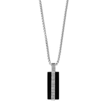 Skagen Gents Torben Mesh & Black Stainless Steel Necklace 0.9x2.8cm, 45cm + 5cm