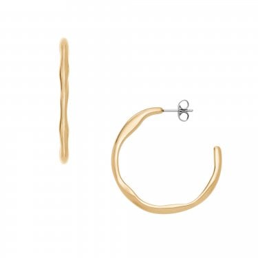 Skagen Moderne Stak Gold Tone Stainless Steel Hoop Earrings 3.5 x 3.4cm