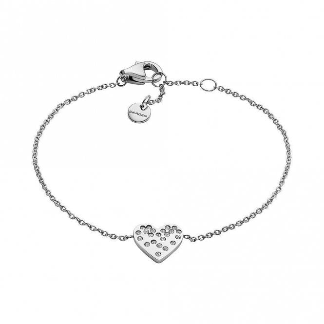 Skagen Jewellery Skagen Kariana Stainless Steel CZ Heart Bracelet 16.5cm + 2.5cm