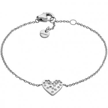 Skagen Kariana Stainless Steel CZ Heart Bracelet 16.5cm + 2.5cm