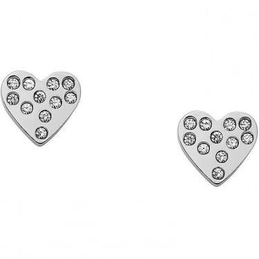 Skagen Kariana Stainless Steel CZ Heart Stud Earrings 0.7cm