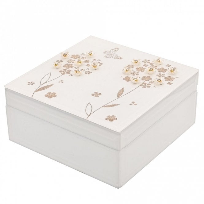 Sophia  Glitter Butterfly Jewellery Box 7.6 x 15.2 x 15.2cm