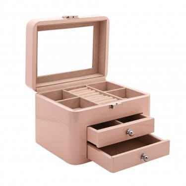 Sophia Pink Wooden Jewellery Box With Compartments and 2 Drawers 12.6 x 15 x 20cm