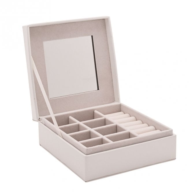 Sophia  White Square Jewellery Box with Lift Up Lid 6.4 x 14.6 x 15.2cm