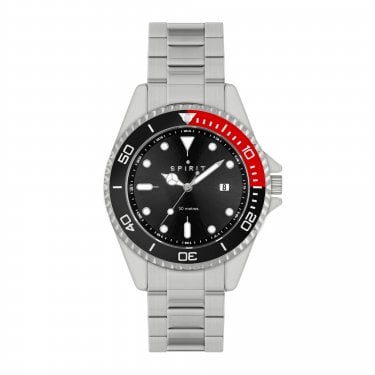 Spirit Gents Black Dial Stainless Steel Watch