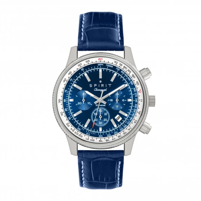 Spirit  Gents Blue Dial Blue Croc Leather Strap Chronograph Watch