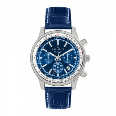 Spirit Gents Blue Dial Blue Croc Leather Strap Chronograph Watch