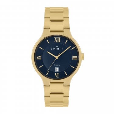 Spirit Gents Blue Dial Gold Tone Stainless Steel Watch