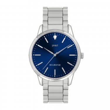 Spirit Gents Classic Navy Blue Sunray Dial with Diamond Stainless Steel Watch