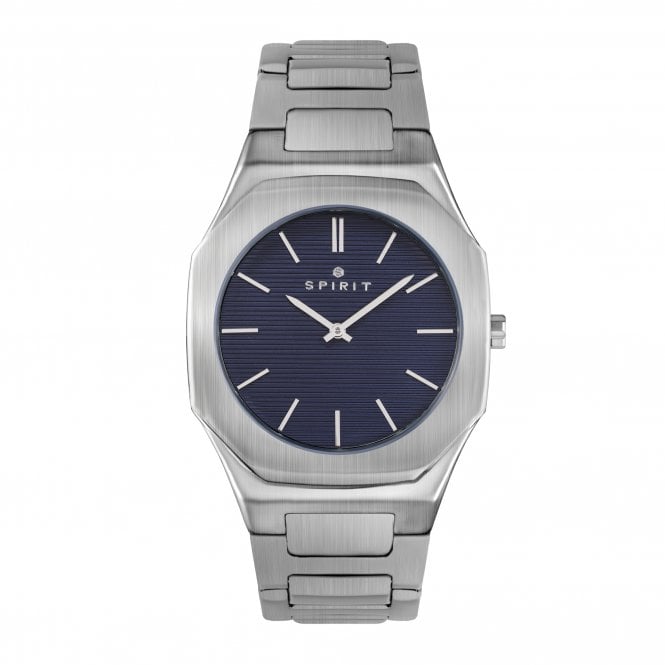 Spirit  Gents Navy Blue Dial Titanium Tone Stainless Steel Watch 