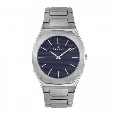 Spirit Gents Navy Blue Dial Titanium Tone Stainless Steel Watch 