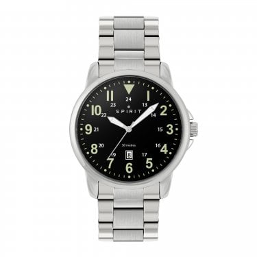 Spirit Gents Sporty Black Dial Stainless Steel Watch