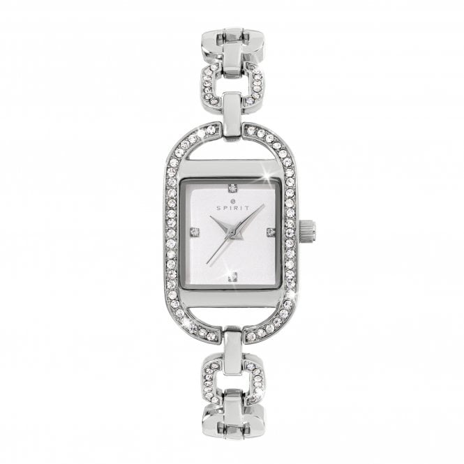 Spirit  Ladies Square Stone Set Stainless Steel Watch