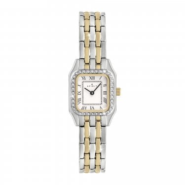 Spirit Ladies Square White Dial Two Tone Stainless Steel Watch