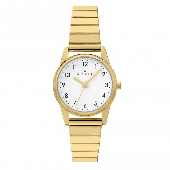 Spirit  Ladies White Dial Gold Tone Stainless Steel Expandable Strap Watch