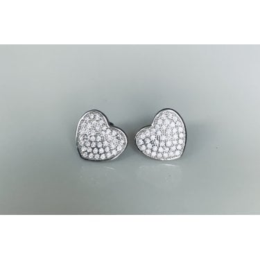 Sterling Silver Claw Set CZ Heart Stud Earrings 9x10mm