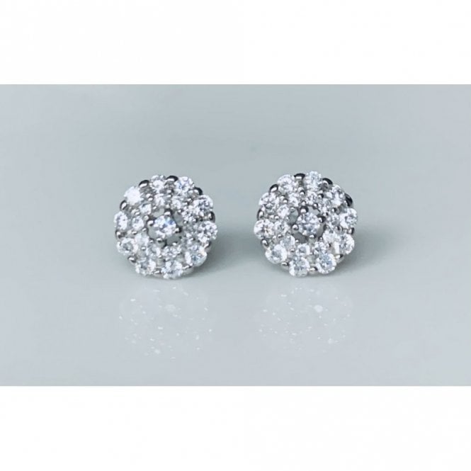 Faith Sterling Silver Sterling Silver CZ 3 Layer Cluster Stud Earrings