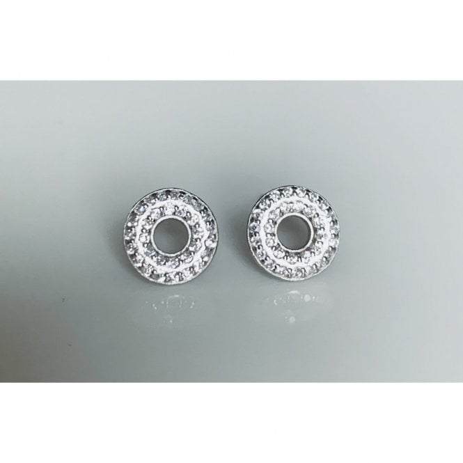 Faith Sterling Silver Sterling Silver CZ Double Halo with Open Centre & Rubover Edge Stud Earrings 8x8mm