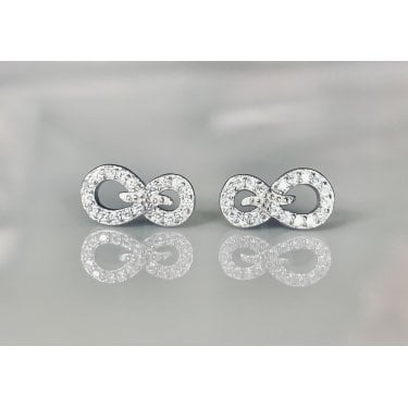 Sterling Silver CZ Infinity with Centre Detail 11 x 6mm Stud Earrings