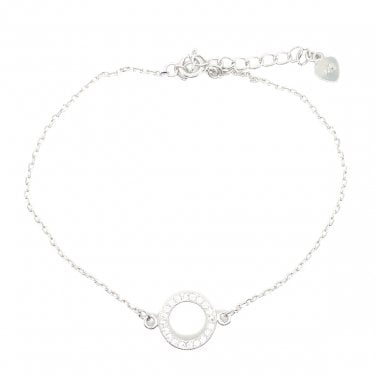 Sterling Silver CZ Open Circle Belcher Link Bracelet 17+4cm