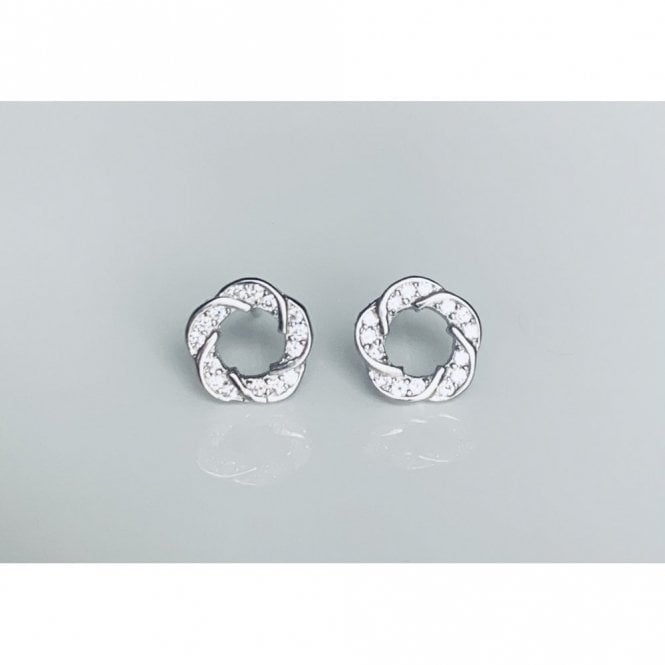 Faith Sterling Silver Sterling Silver CZ Open Flower Twist Stud Earrings 8x8mm