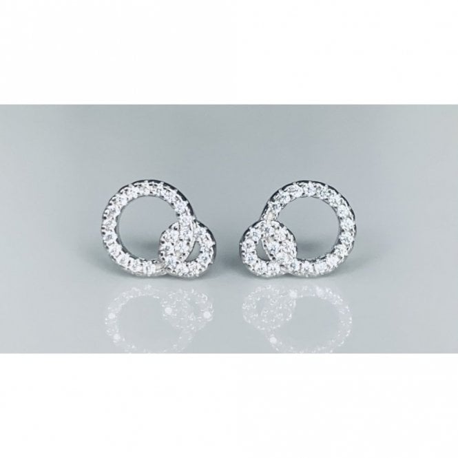 Faith Sterling Silver Sterling Silver CZ Round Cluster with Open CZ Circle Drop Stud Earrings 10x7mm