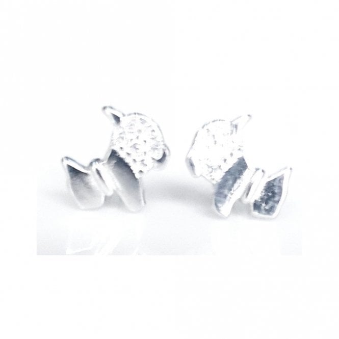 Faith Sterling Silver Sterling Silver Kids Half CZ Body & Collar Dog 7mm x 6mm Stud Earrings