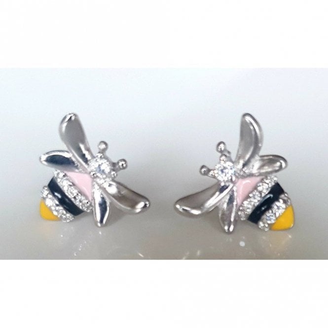 Faith Sterling Silver Sterling Silver Kids Multicolour Body with Plain Wings Bee 11mm x 11mm Stud Earrings