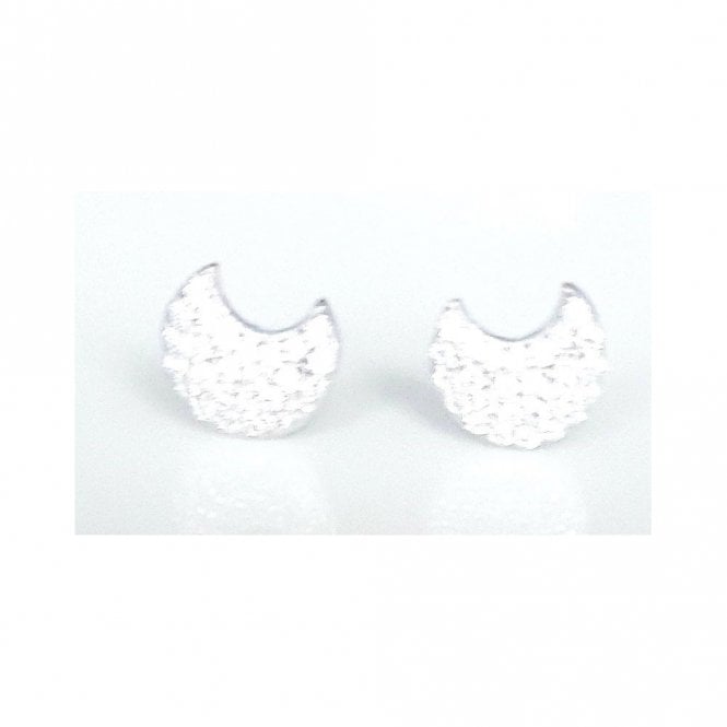 Faith Sterling Silver Sterling Silver Kids Pave CZ Crescent Moon 8mm x 6mm Stud Earrings