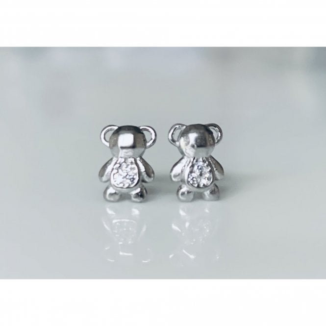 Faith Sterling Silver Sterling Silver Kids Plain Teddy with CZ Tummy Stud Earrings 8x5mm