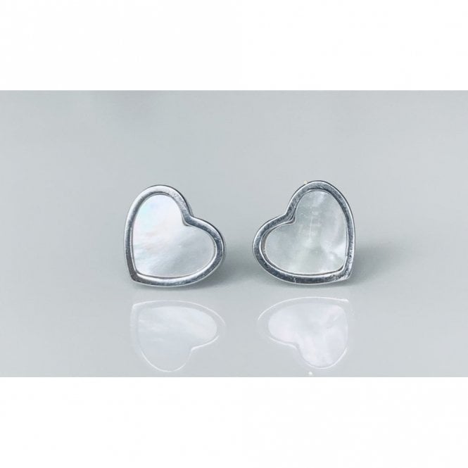 Faith Sterling Silver Sterling Silver Mother of Pearl Rubover Edge Stud Earrings 8x9mm