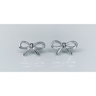 Sterling Silver Plain Bow Stud Earrings 6x11mm