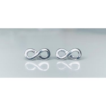 Sterling Silver Plain Infinity Symbol Stud Earrings 12x6mm