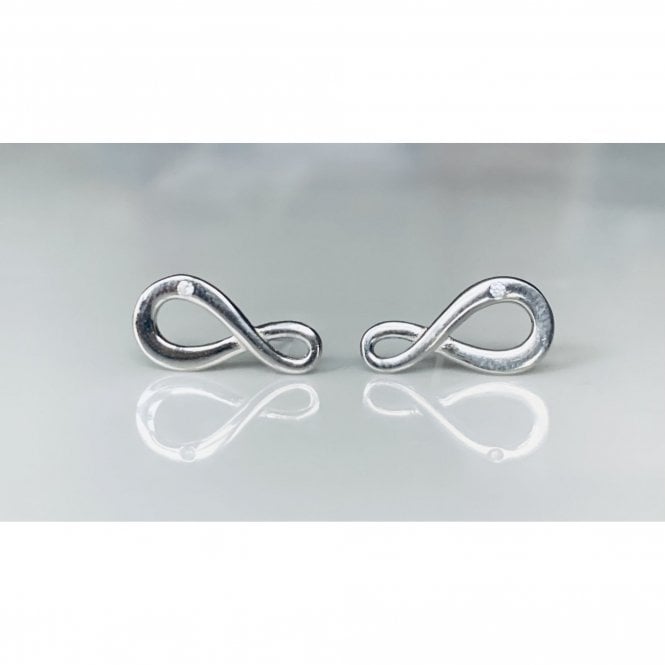 Faith Sterling Silver Sterling Silver Plain Infinity with Bottom Off-Centre CZ Stud Earrings 15x7mm