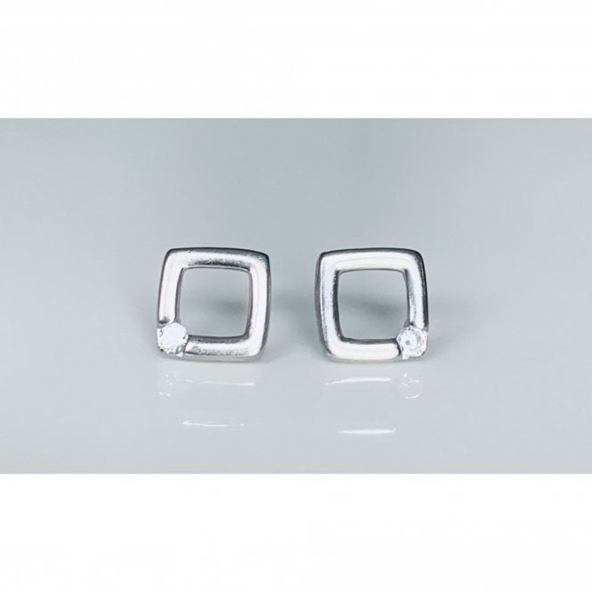 Faith Sterling Silver Sterling Silver Plain Kite Shape with Single CZ Stud Earrings 7x7mm