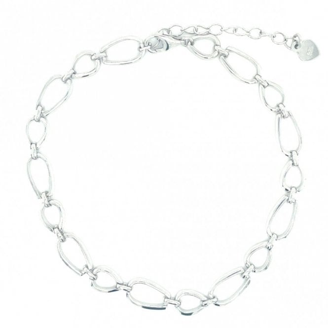 Faith Sterling Silver Sterling Silver Plain Open Small & Large Oblong Link Extendable Bracelet 17.5+4cm