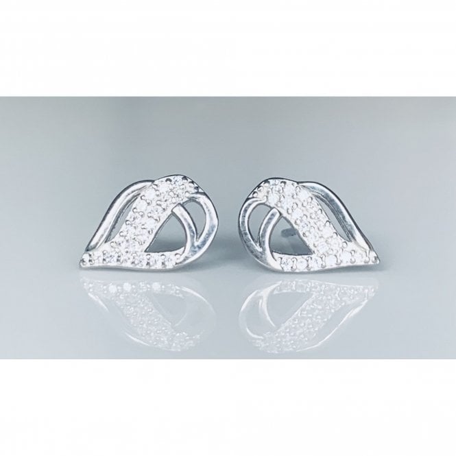 Faith Sterling Silver Sterling Silver Plain Teardrop with Entwined Part CZ Teardrop Stud Earrings 12x8mm